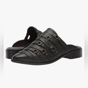 Kelsi Dagger Brooklyn Alchemy Black Strappy Mule Size 9.5 Women Leather Slip On